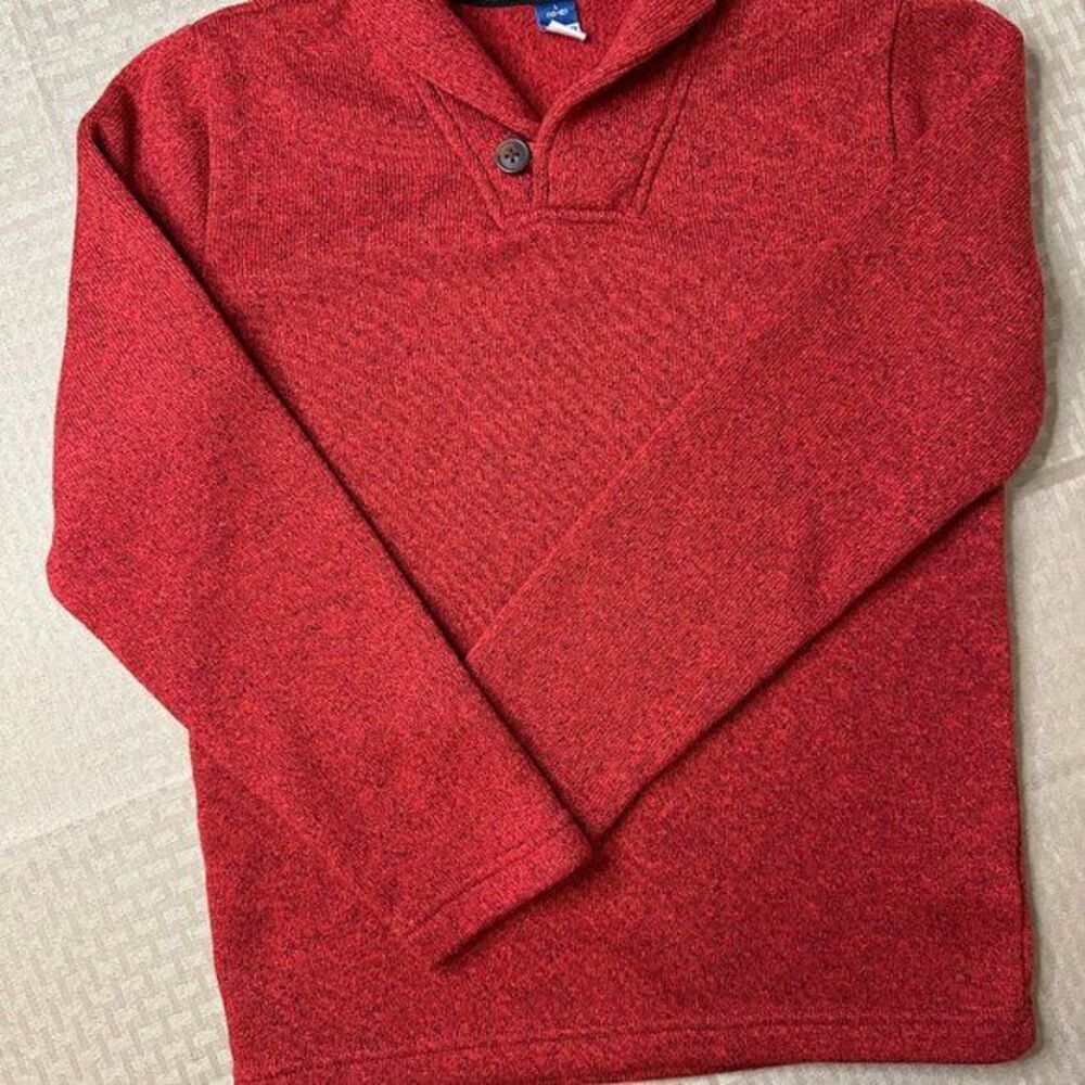 Old Navy Shawl Collar Sweater Fleece Marled Red Boy's Large (10-12)